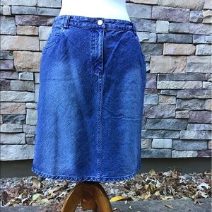 Denim  A line skirt. Size 12P front zip